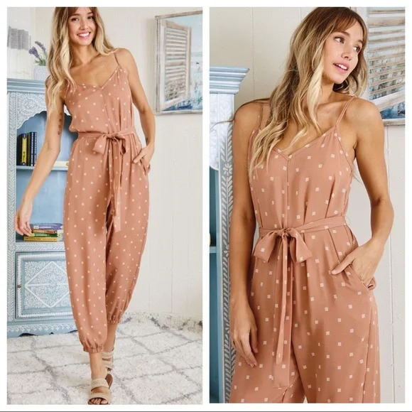 #05 Martine Chic Belted Waist Jogger Side Pocket Jumpsuit - Picture 5 of 5